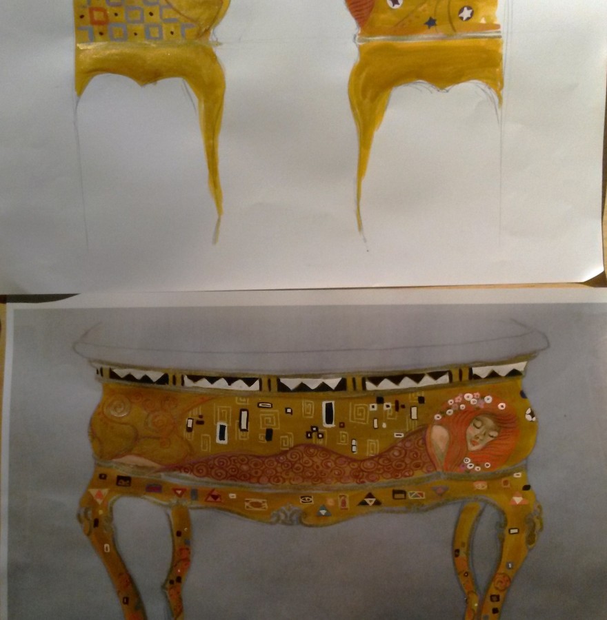 dessins projet vasque d'inspiration Klimt